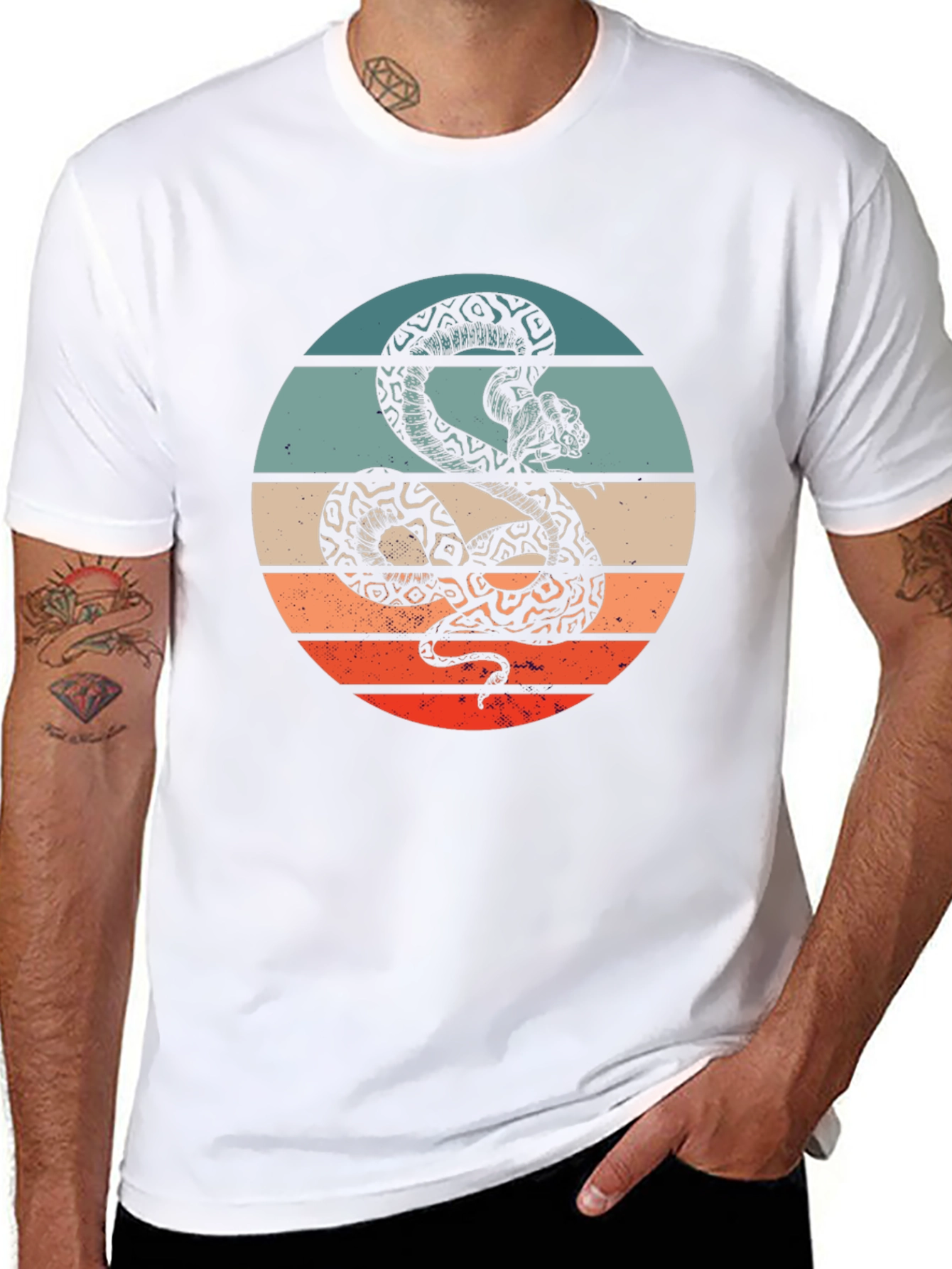 Black Retro Snake Graphic Tee - Vintage Style T-Shirt view 8