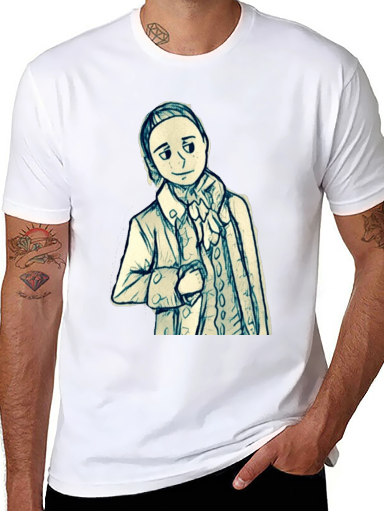 Whimsical Historical Figure Graphic Tee - 8