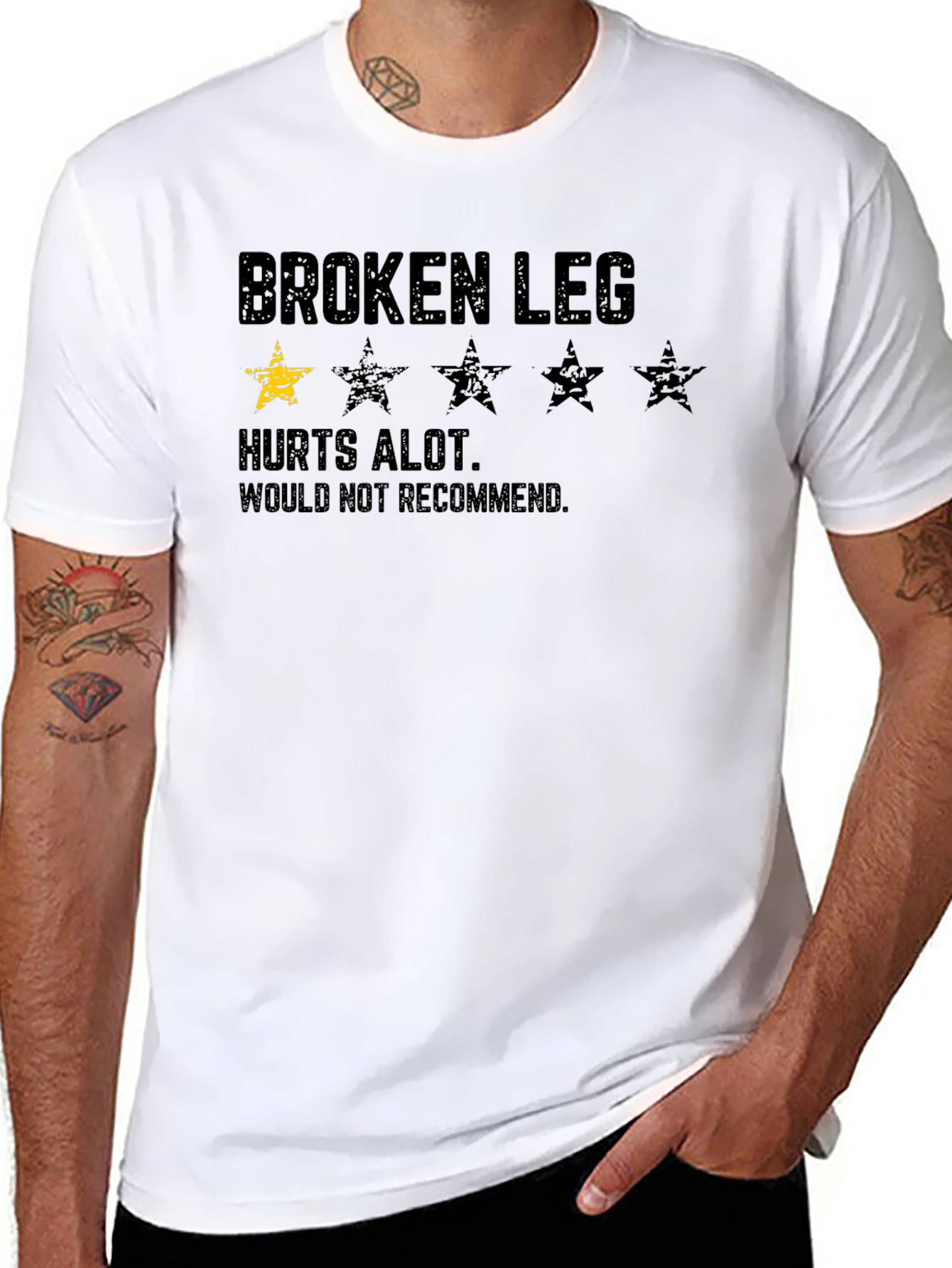 Black Broken Leg T-Shirt - Hurts Alot view 8