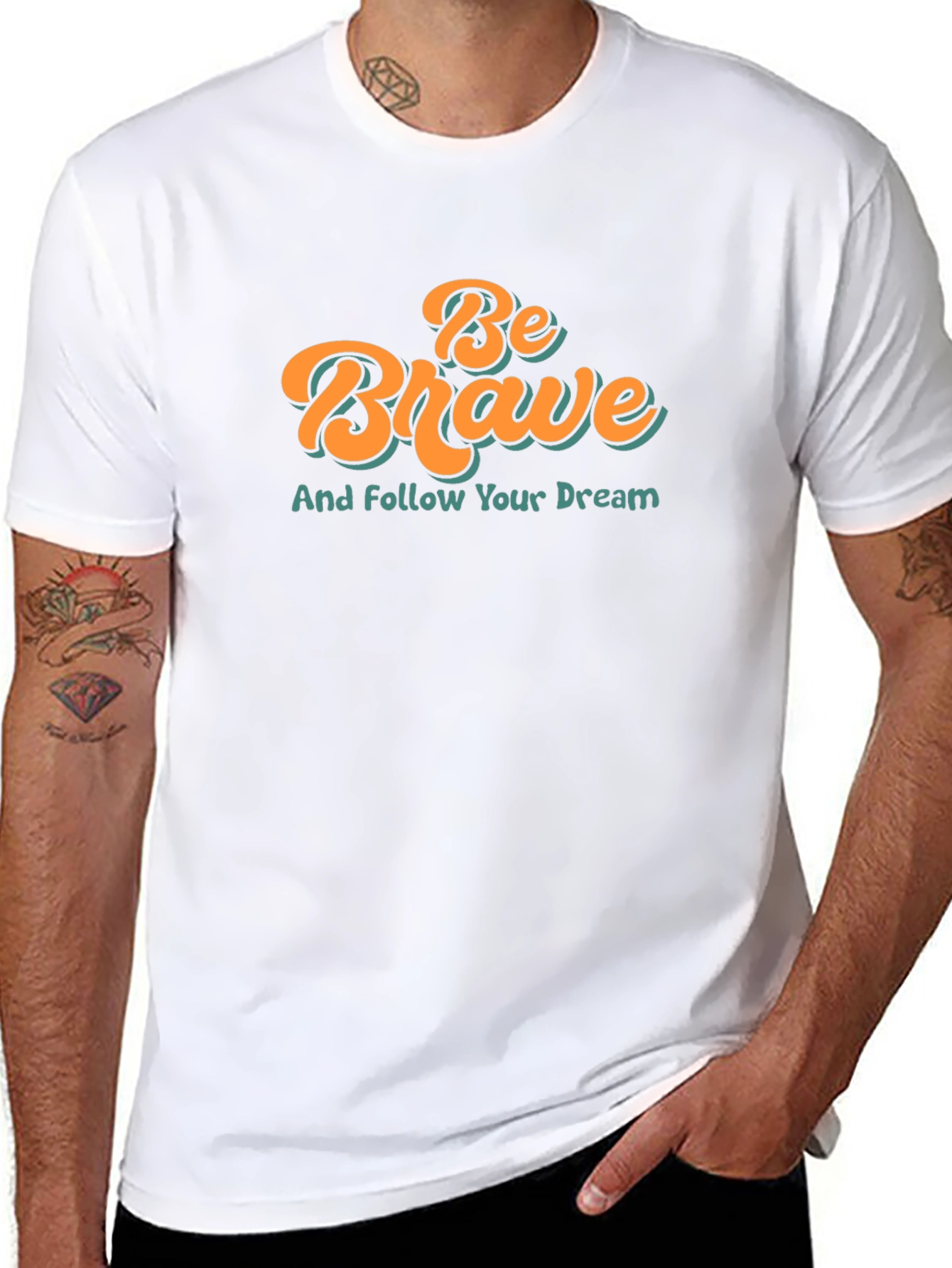 Black Be Brave Graphic Tee - Motivational Shirt view 8