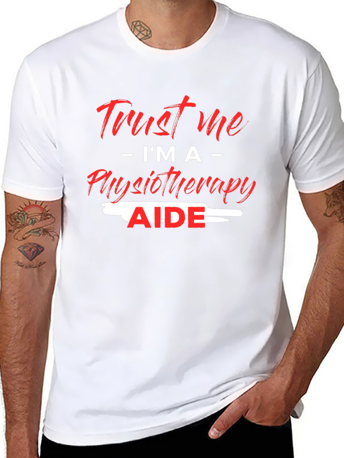 Black Trust Me I'm A Physiotherapy Aide Black T-Shirt view 8