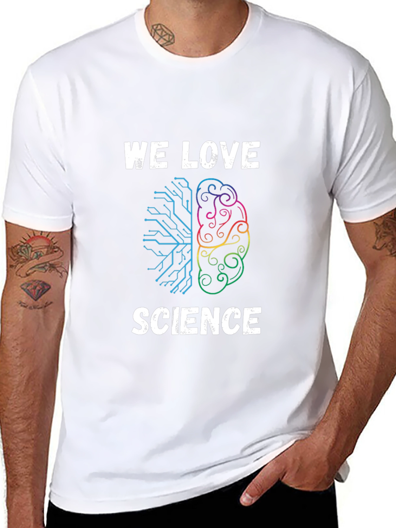 Black We Love Science Brain T-Shirt view 8