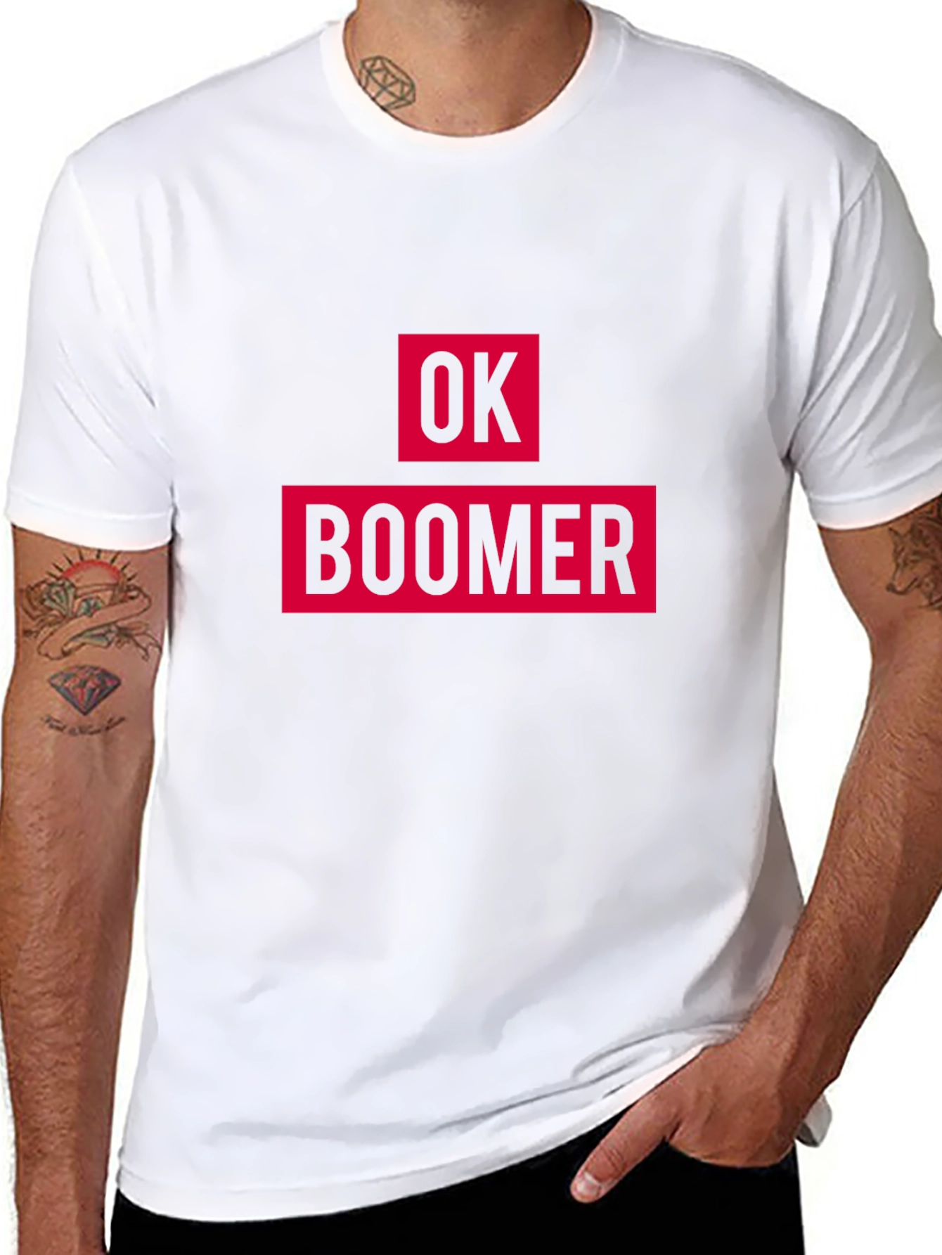 Black Ok Boomer Graphic Tee - Black Cotton T-Shirt view 8