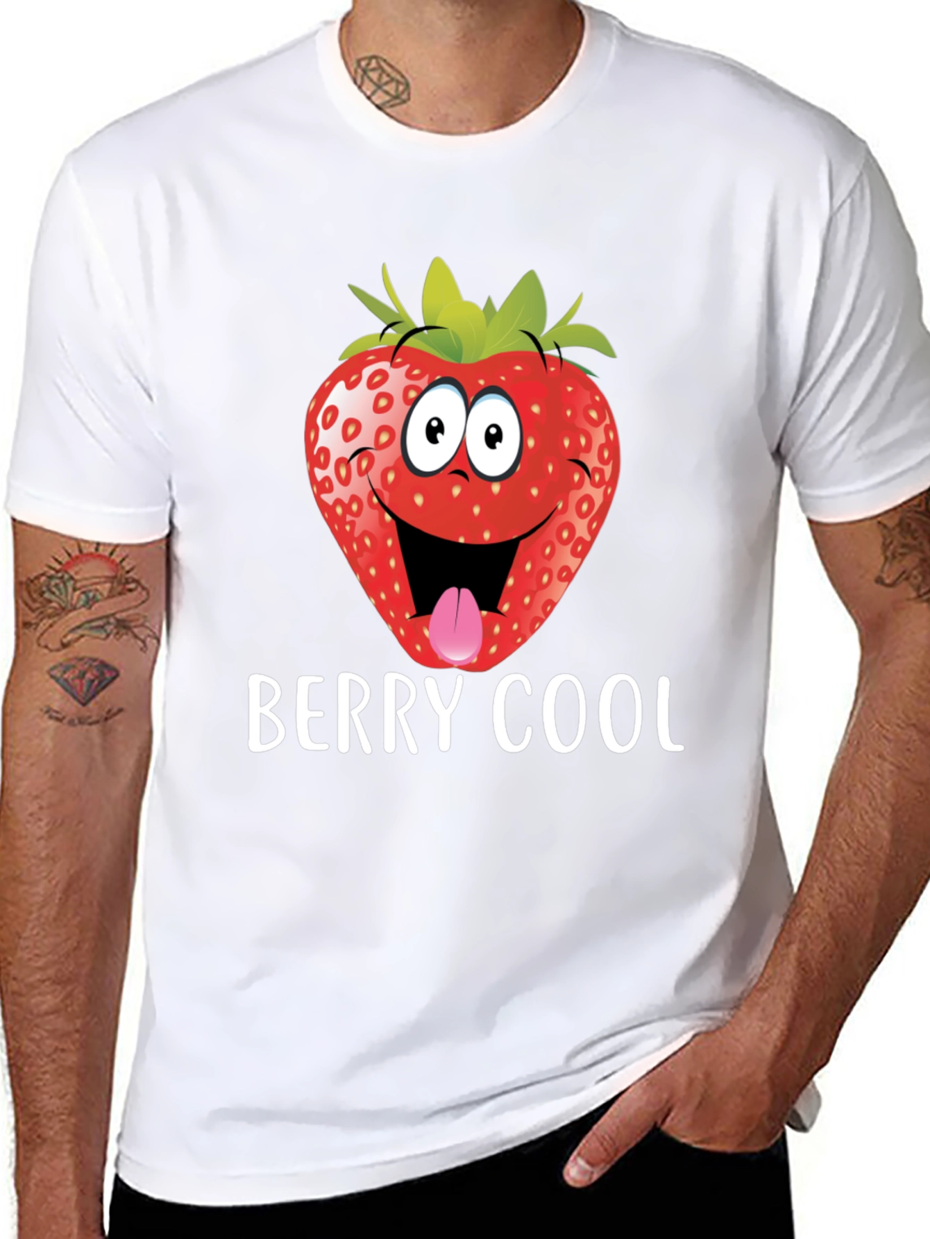 Black Berry Cool Strawberry Graphic Tee - Funny T-Shirt view 8