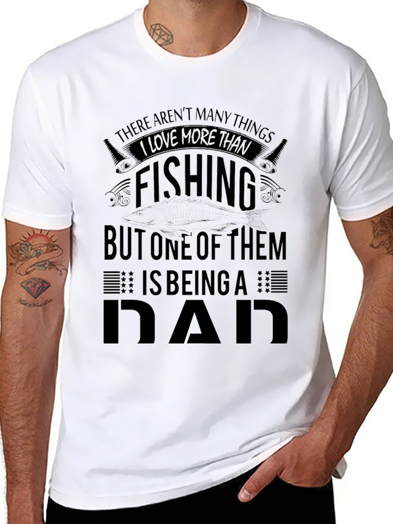Black Fishing Dad T-Shirt - Gifts for Fisherman Dads view 8