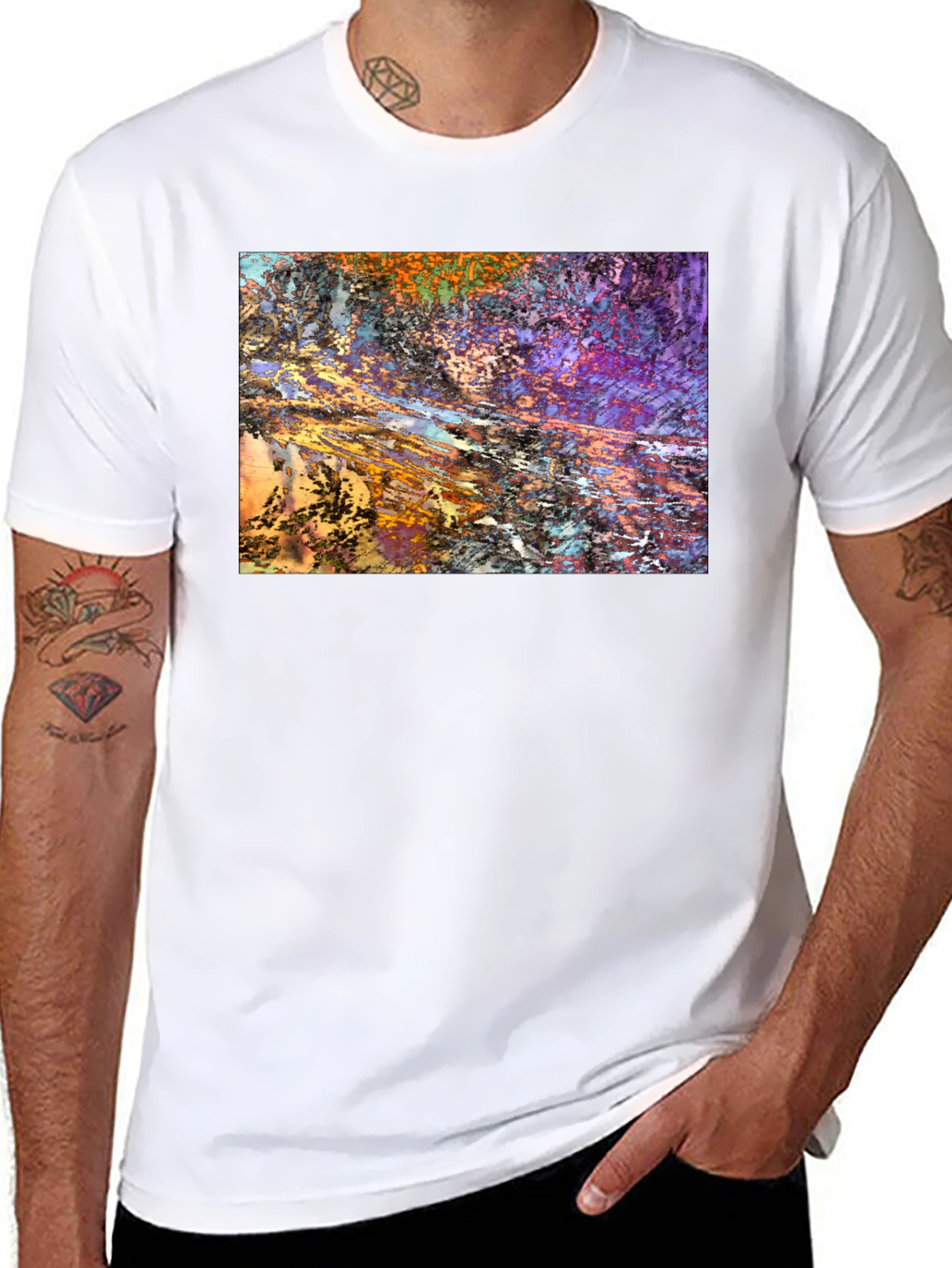 Black Abstract Art Print Black T-Shirt view 8