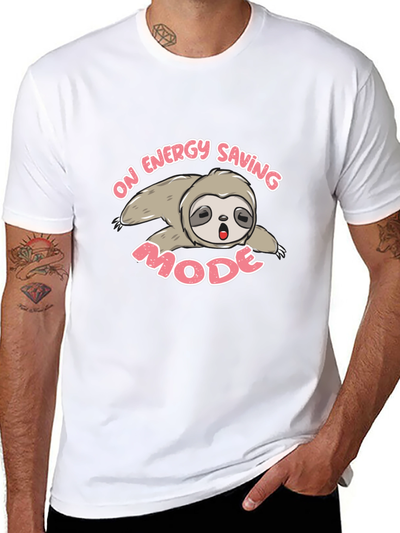 Black Energy Saving Mode Sloth T-Shirt - Black view 8