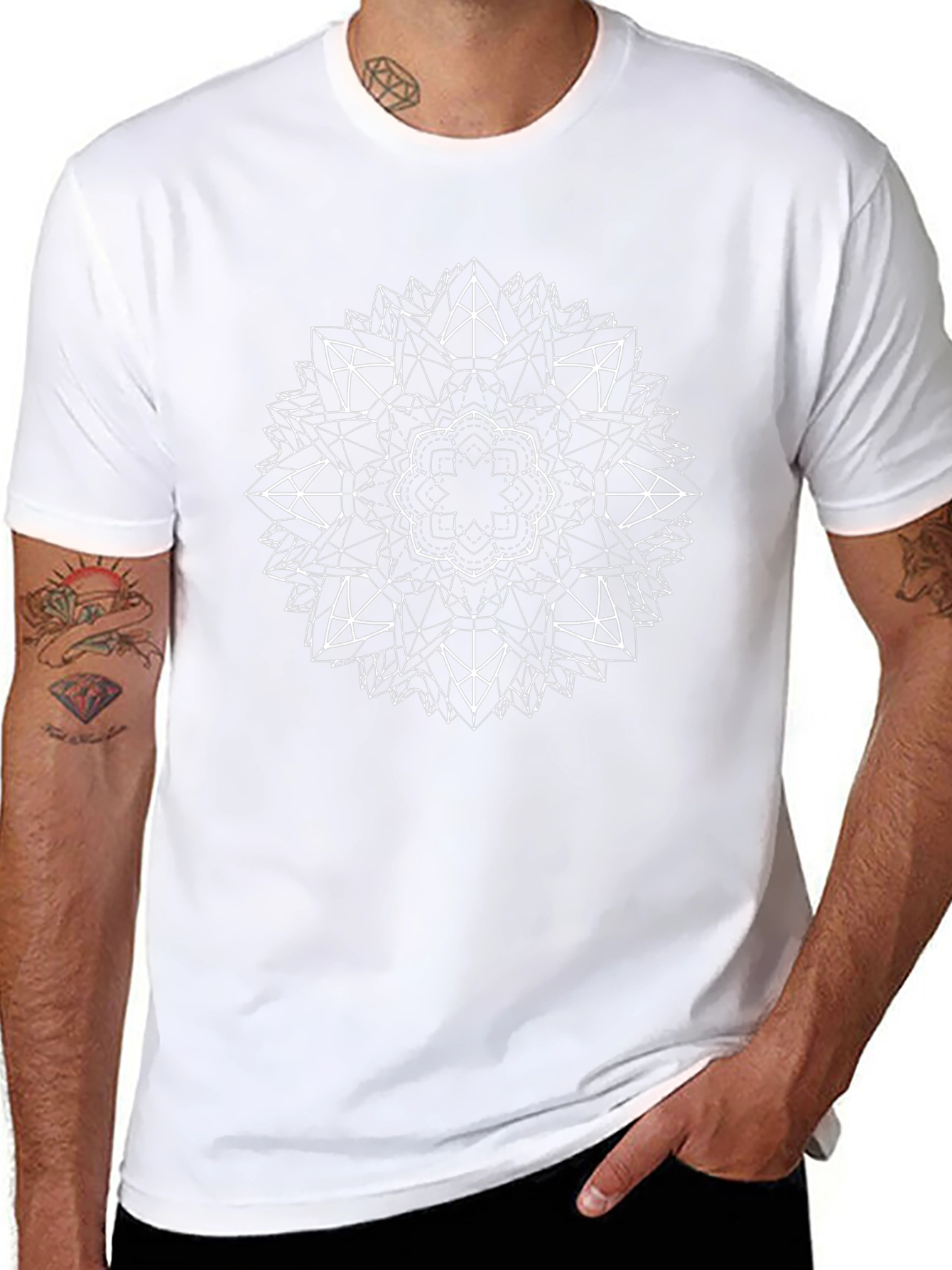 Geometric Mandala Graphic Tee - Black - 8
