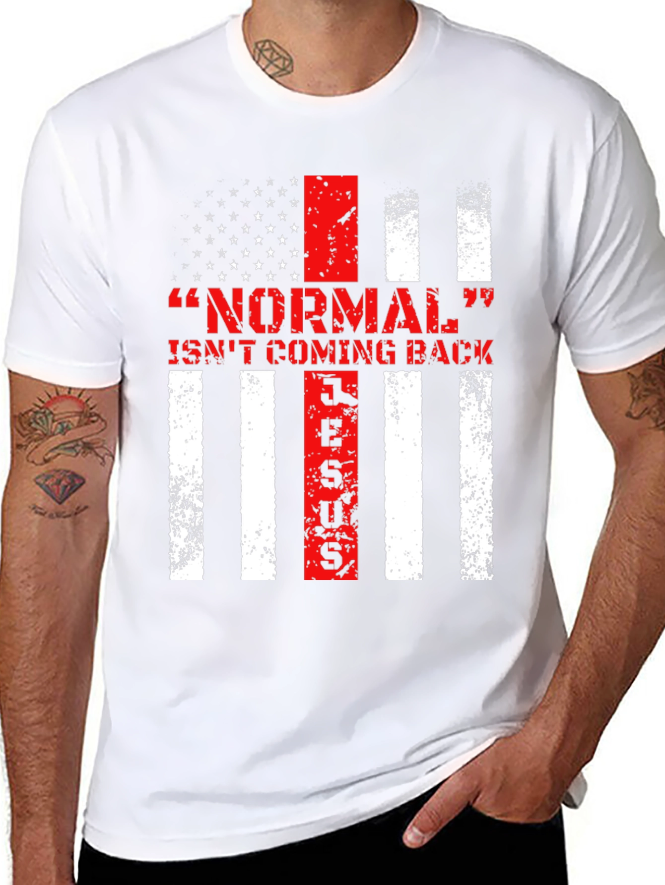 Black Normal Isn't Coming Back Jesus Patriotic T-Shirt view 8