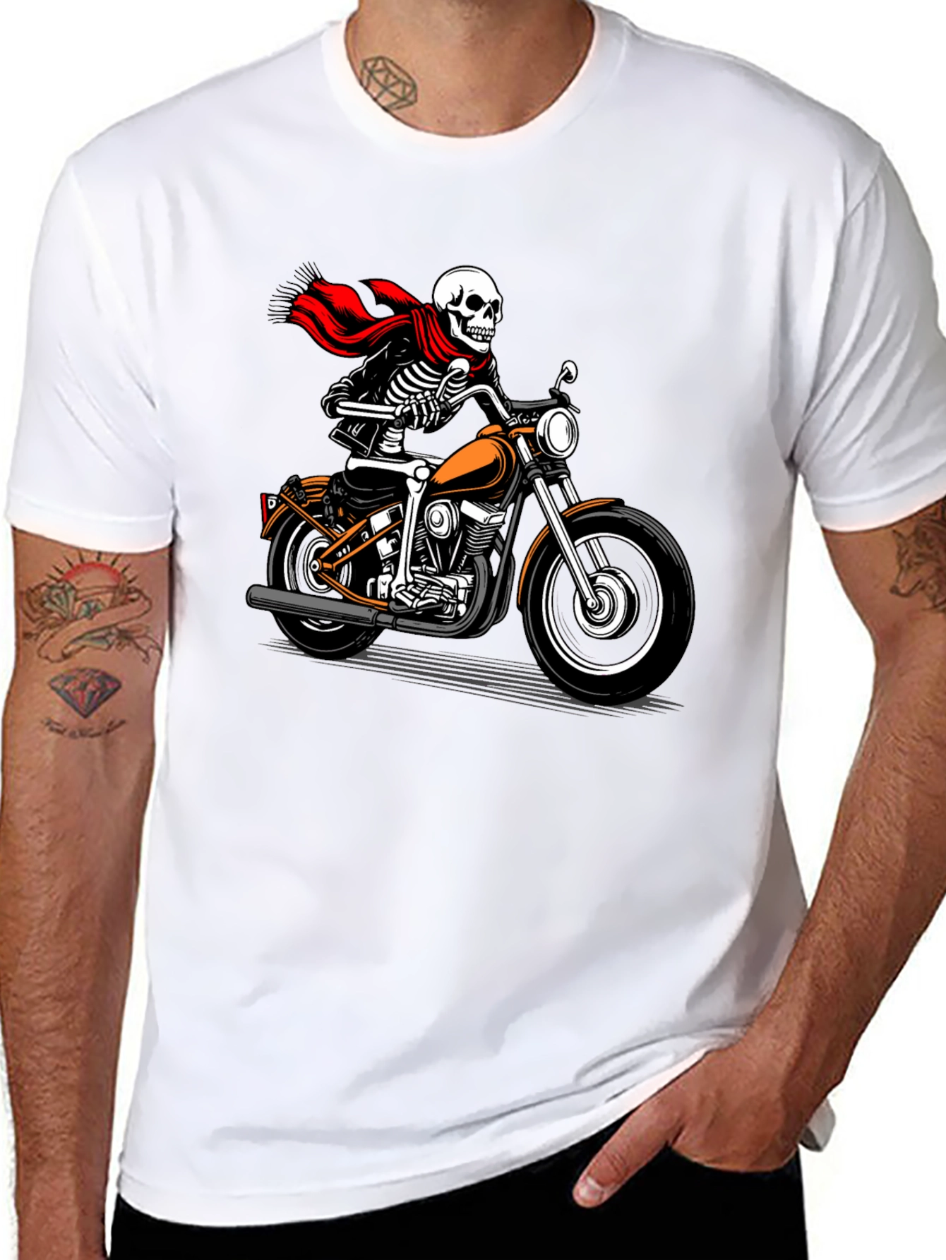 Black Skeleton Biker Graphic Tee - Ride or Die! view 8