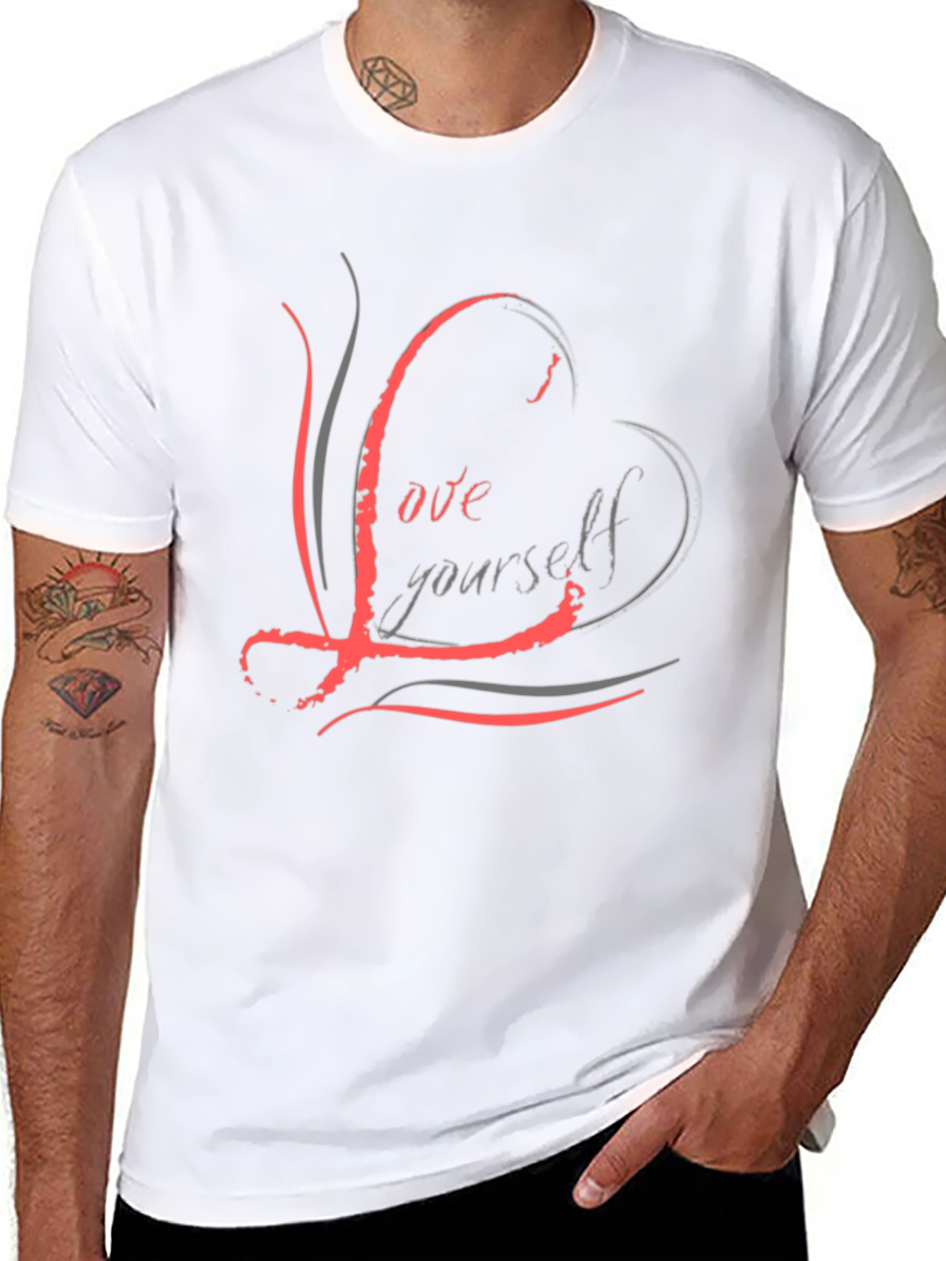 Black Love Yourself Graphic Black T-Shirt view 8