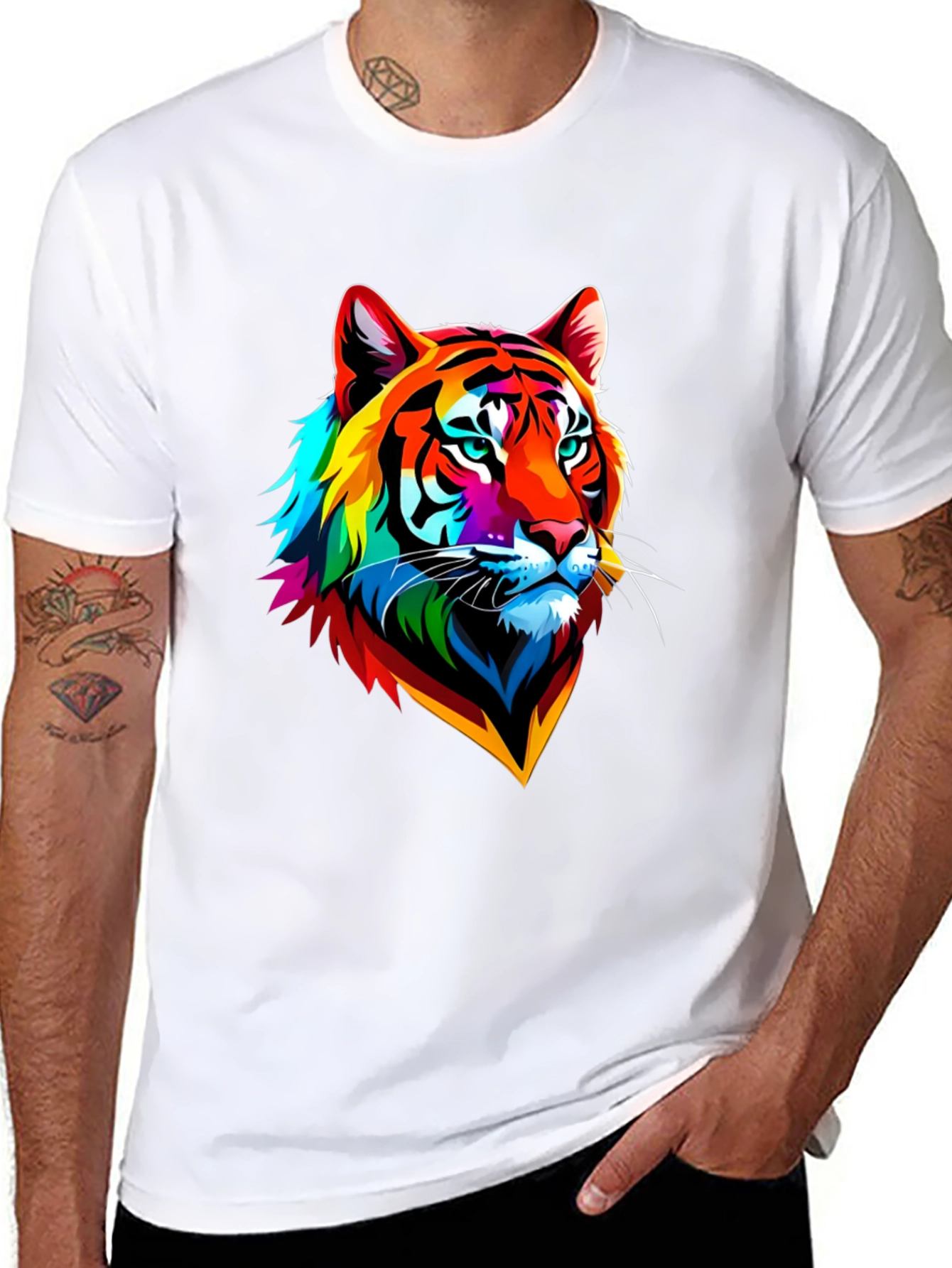 Black Vibrant Tiger Graphic T-Shirt - Bold Animal Print view 8