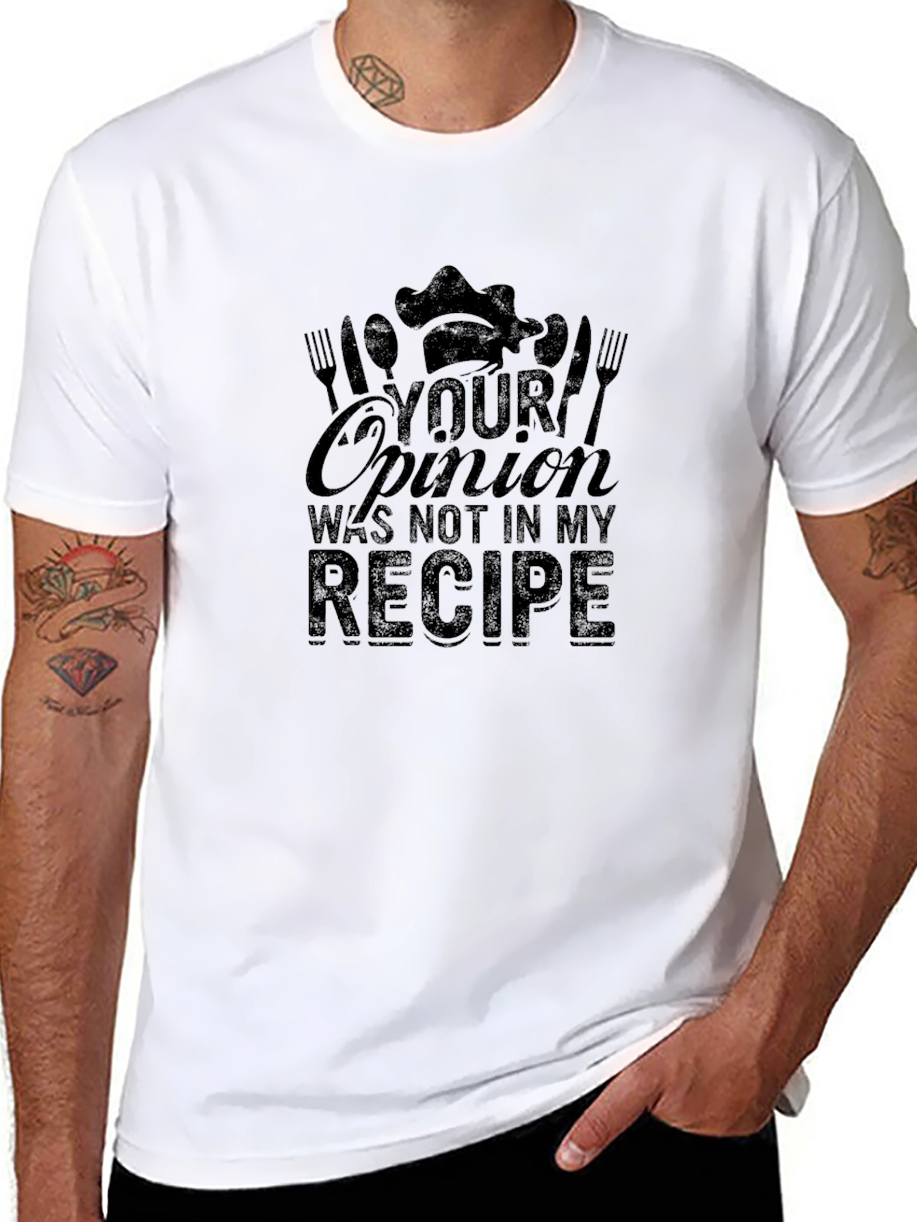 Black Your Opinion Not in My Recipe Chef T-Shirt view 8