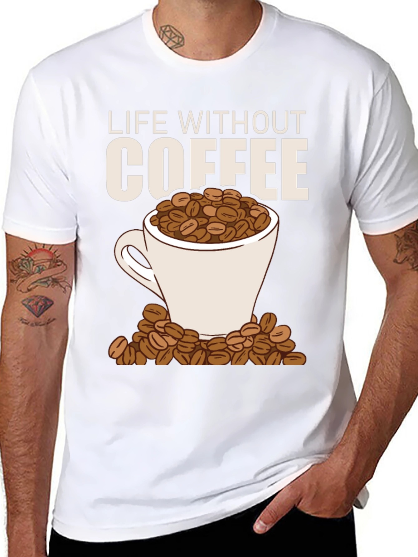 Black Life Without Coffee Graphic Tee - Funny Caffeine Lover Shirt view 8