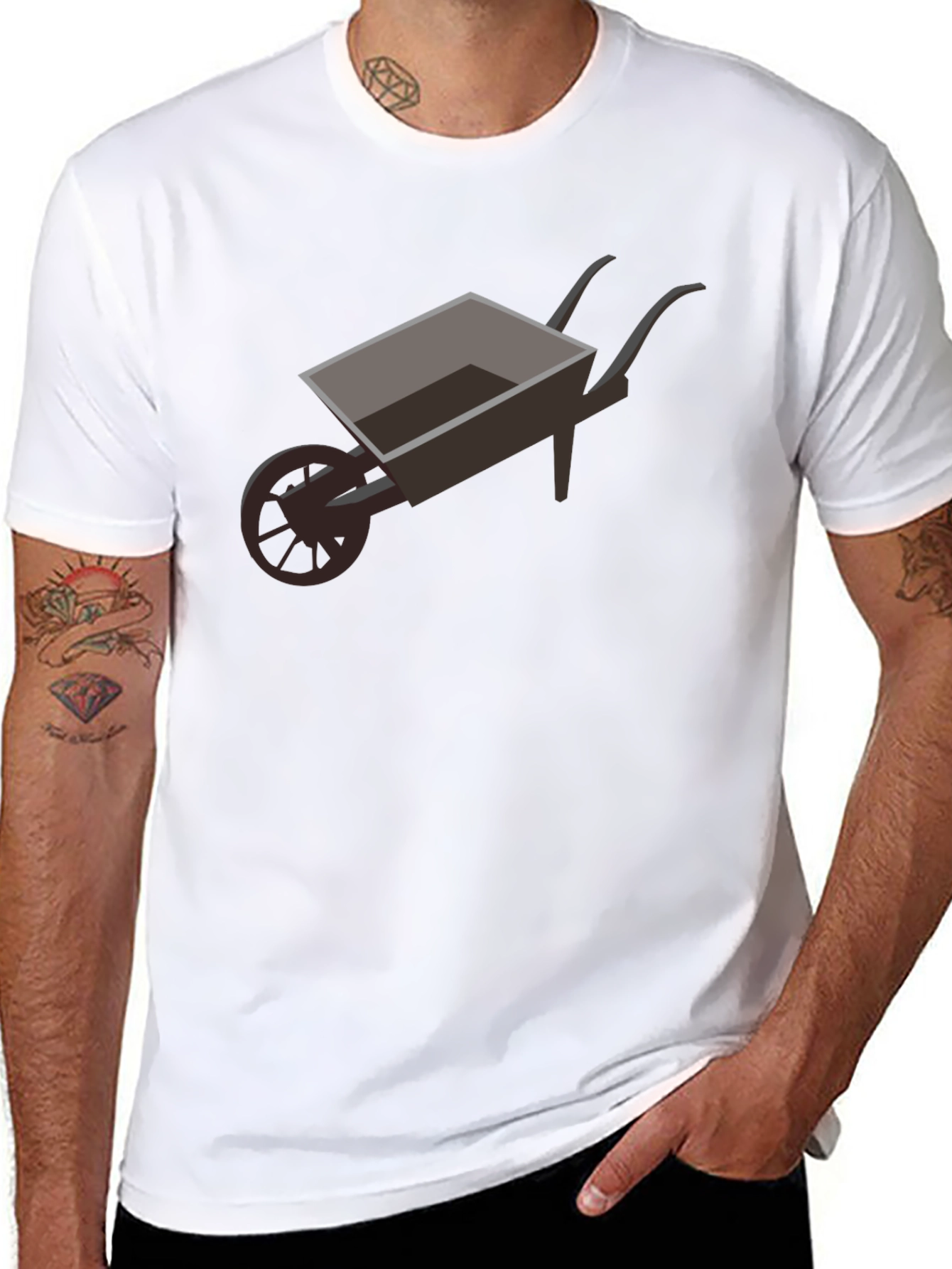 Black Novelty Wheelbarrow Graphic Tee - Black view 8