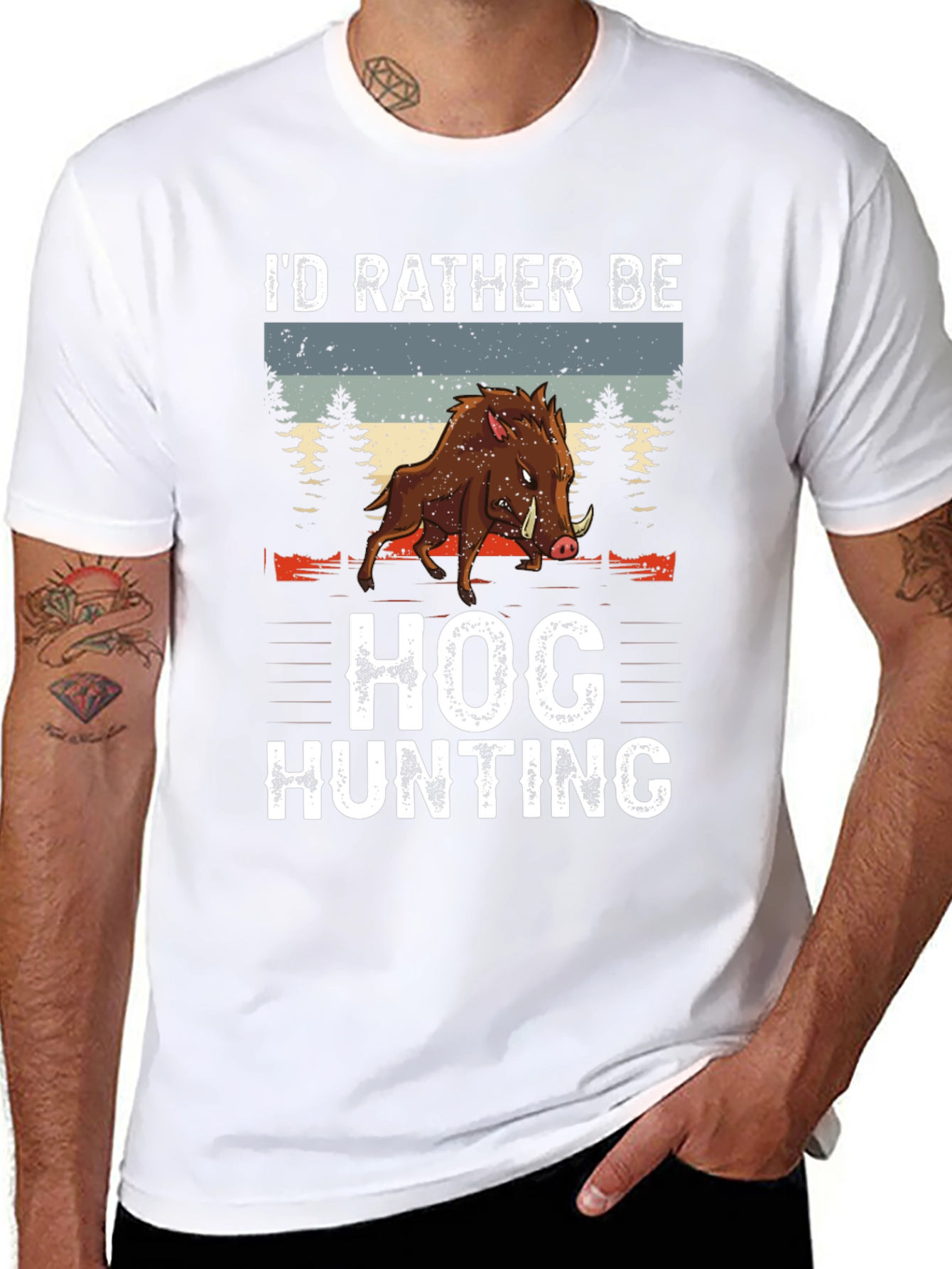 Black Hog Hunting Tee: I'd Rather Be Hunting Shirt view 8