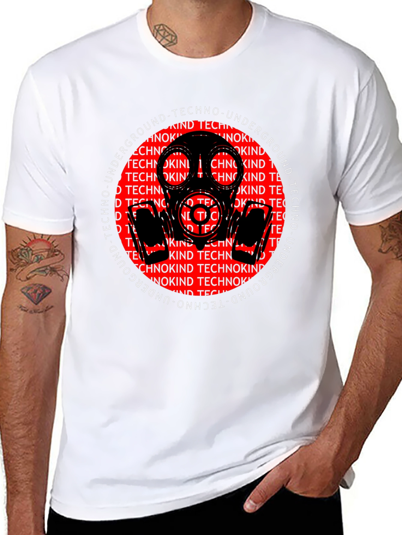 Black Techno Underground Gas Mask Graphic Tee view 8