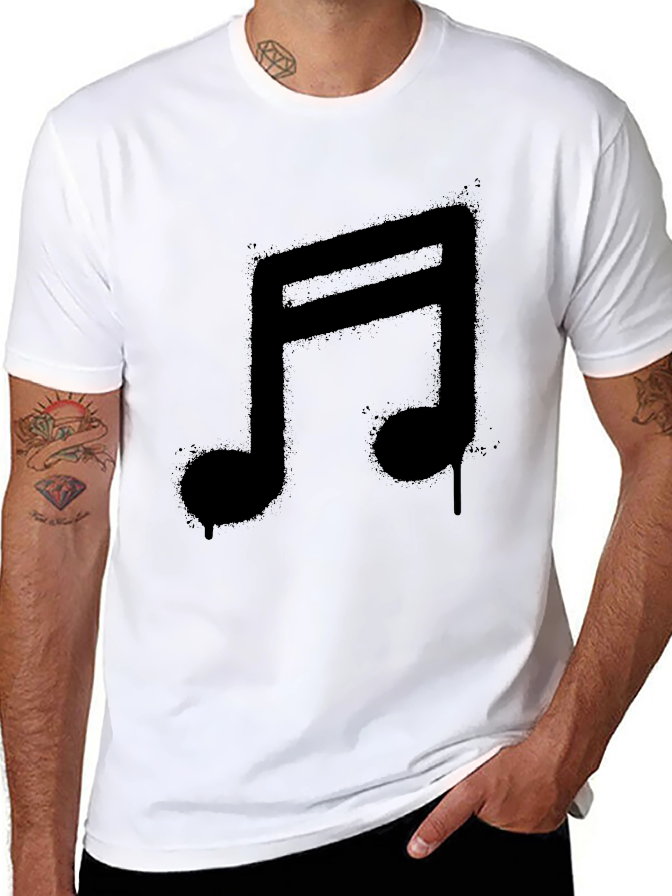 Black Music Note Graphic Black T-Shirt view 8