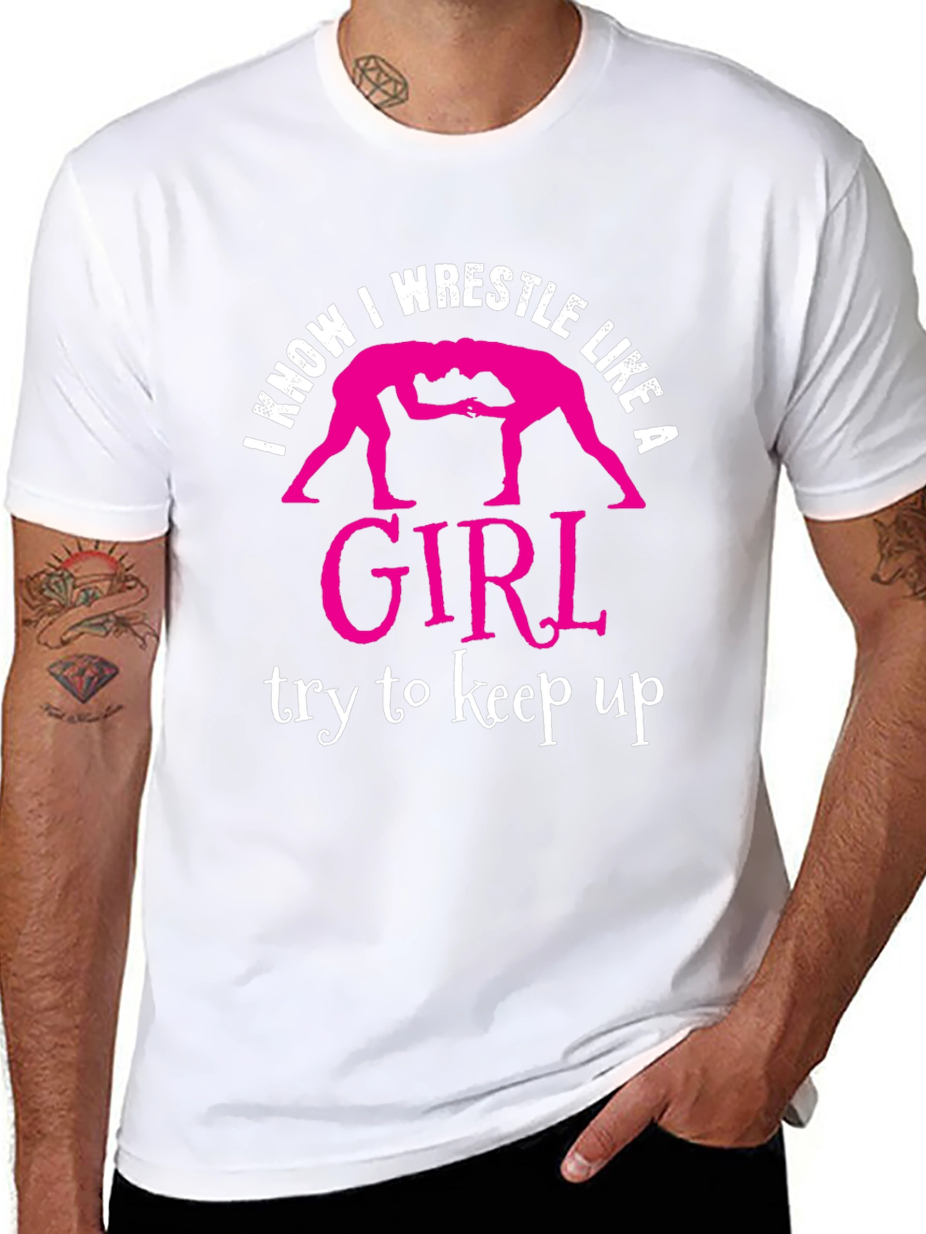 Black I Wrestle Like A Girl T-Shirt view 8