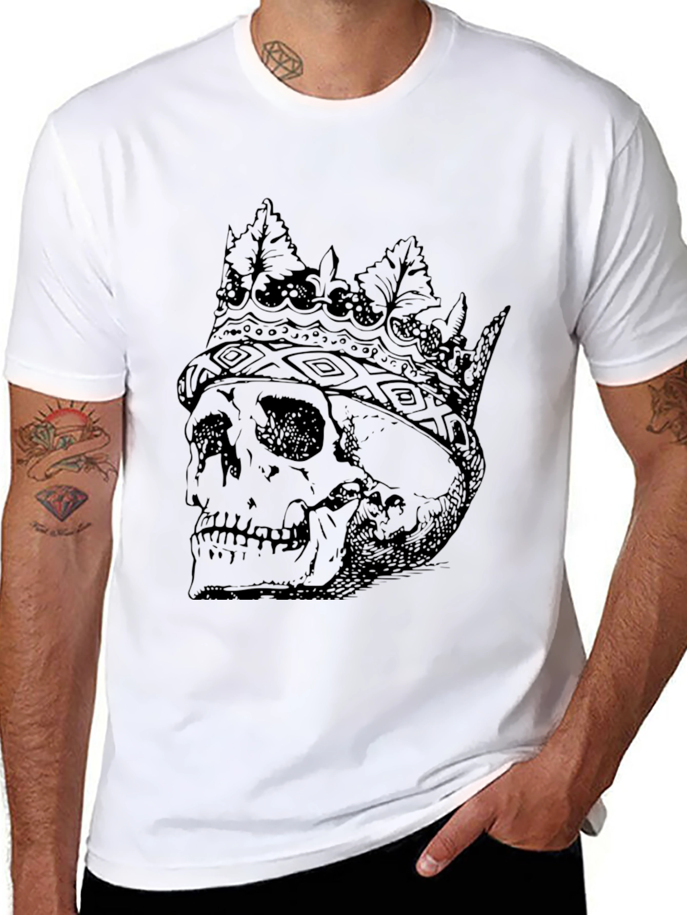 Black Skull King Graphic Tee - Black Cotton Blend view 8