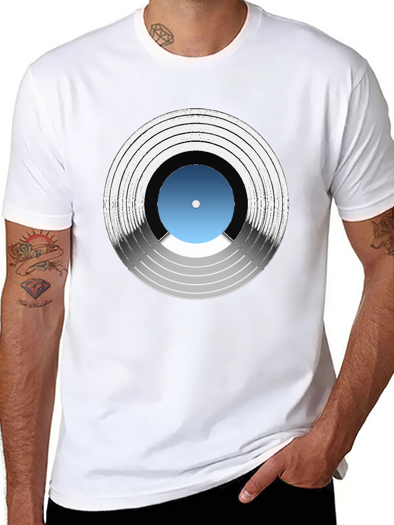 Black Vinyl Record Graphic Tee - Music Lover T-Shirt view 8
