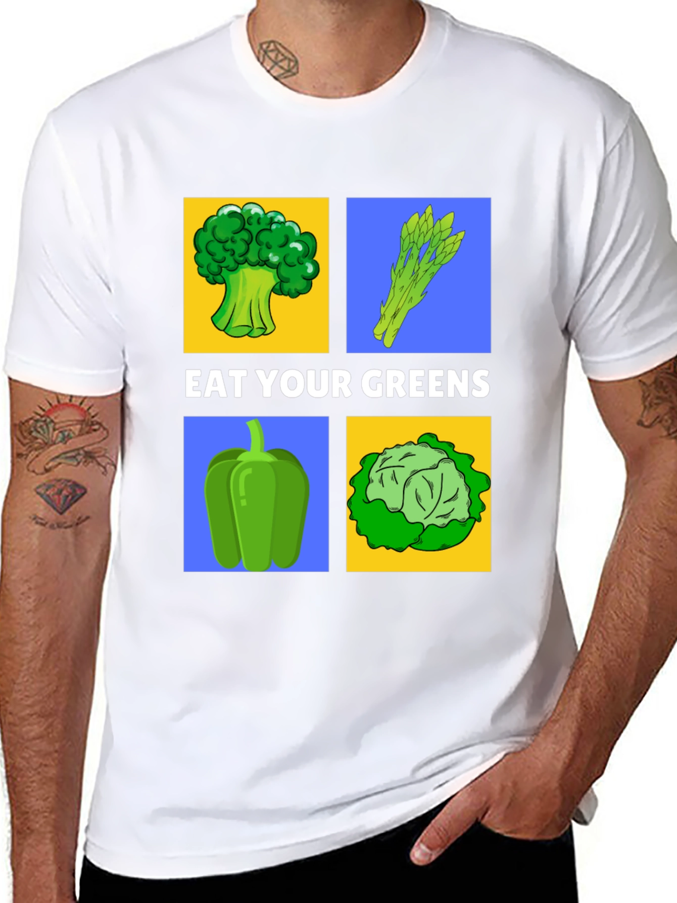 Black Eat Your Greens T-Shirt - Vegan Foodie Apparel view 8