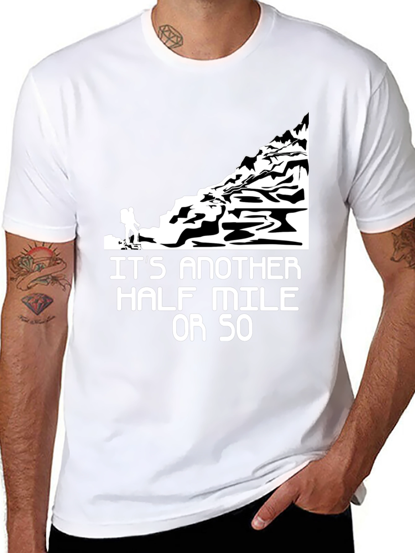 Black Hiking Humor Graphic T-Shirt - Another Half Mile view 8