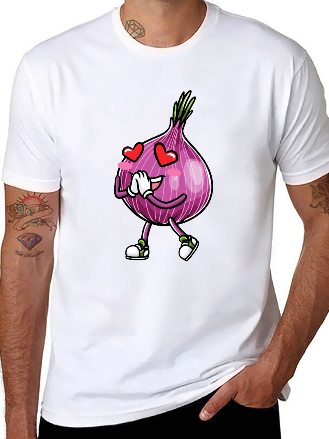 Black Cartoon Onion Love Black T-Shirt view 8