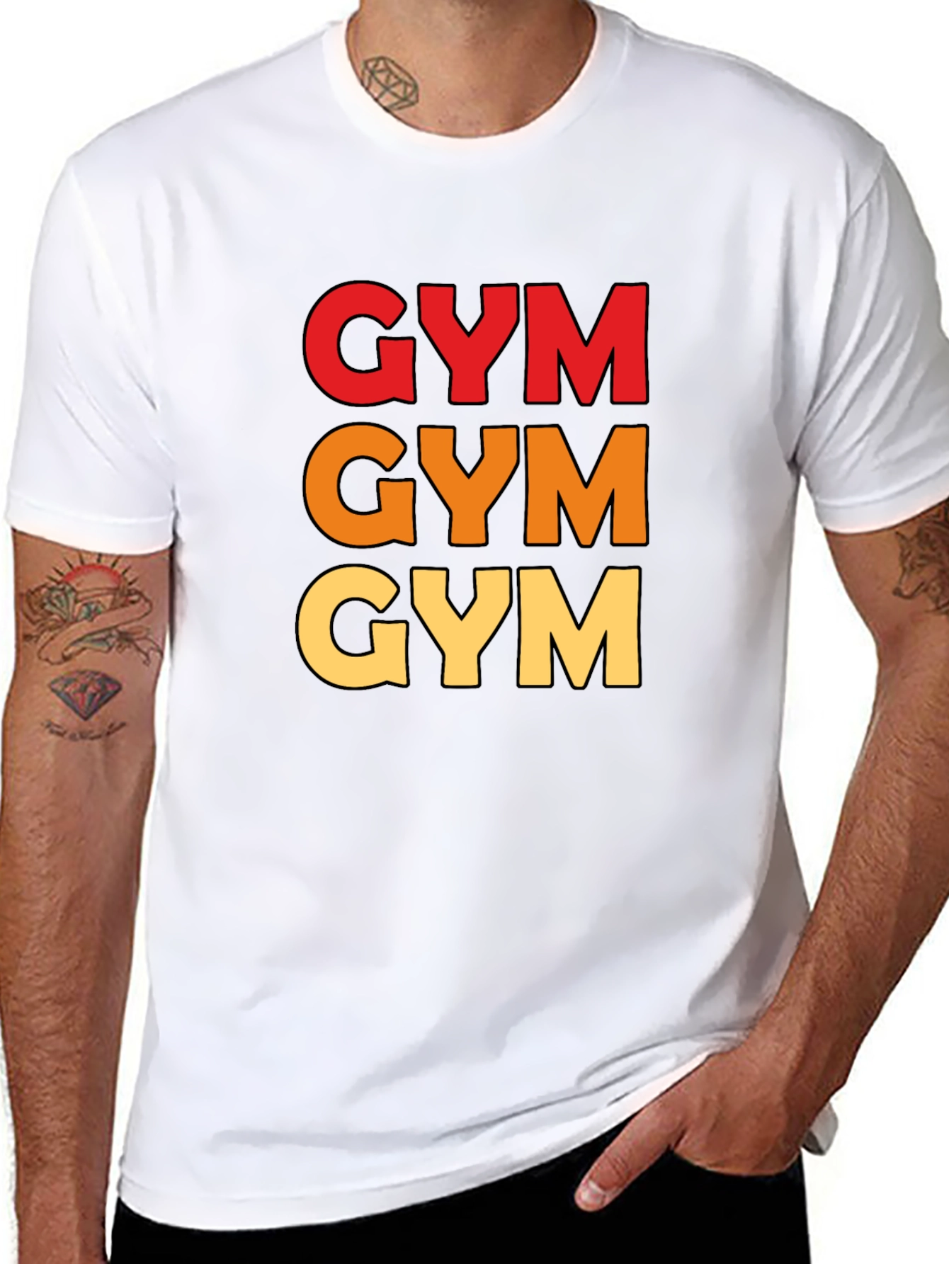 Black Triple GYM Text Tee - Workout Ready view 8
