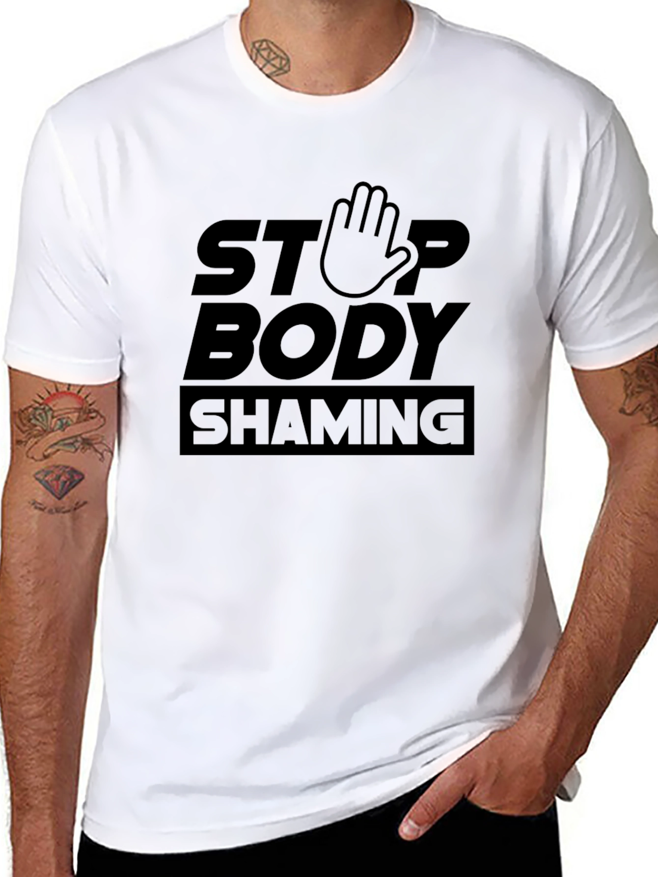 Black Stop Body Shaming T-Shirt view 8