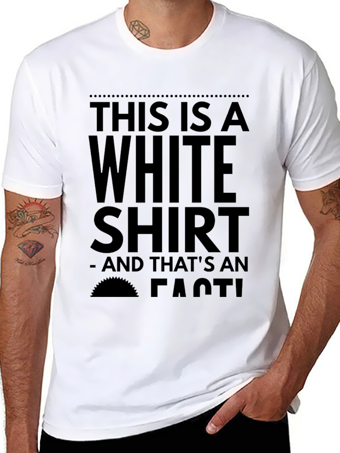 Black Humorous 'White Shirt' Graphic Tee view 8