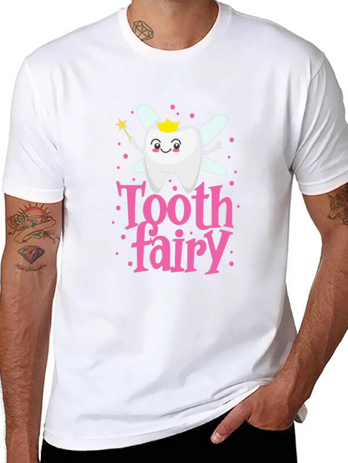 Black Tooth Fairy Cartoon T-Shirt Cute Dental Hygiene Tee view 8