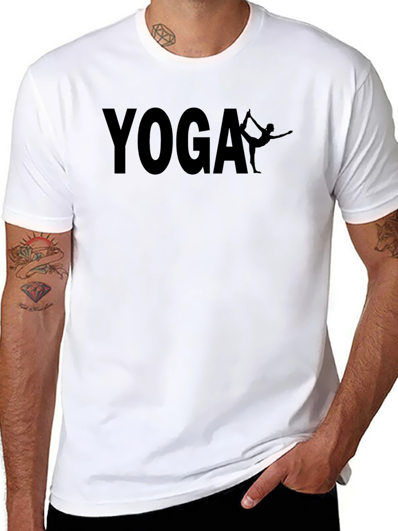 Black Yoga Graphic T-Shirt - Black Cotton Blend view 8
