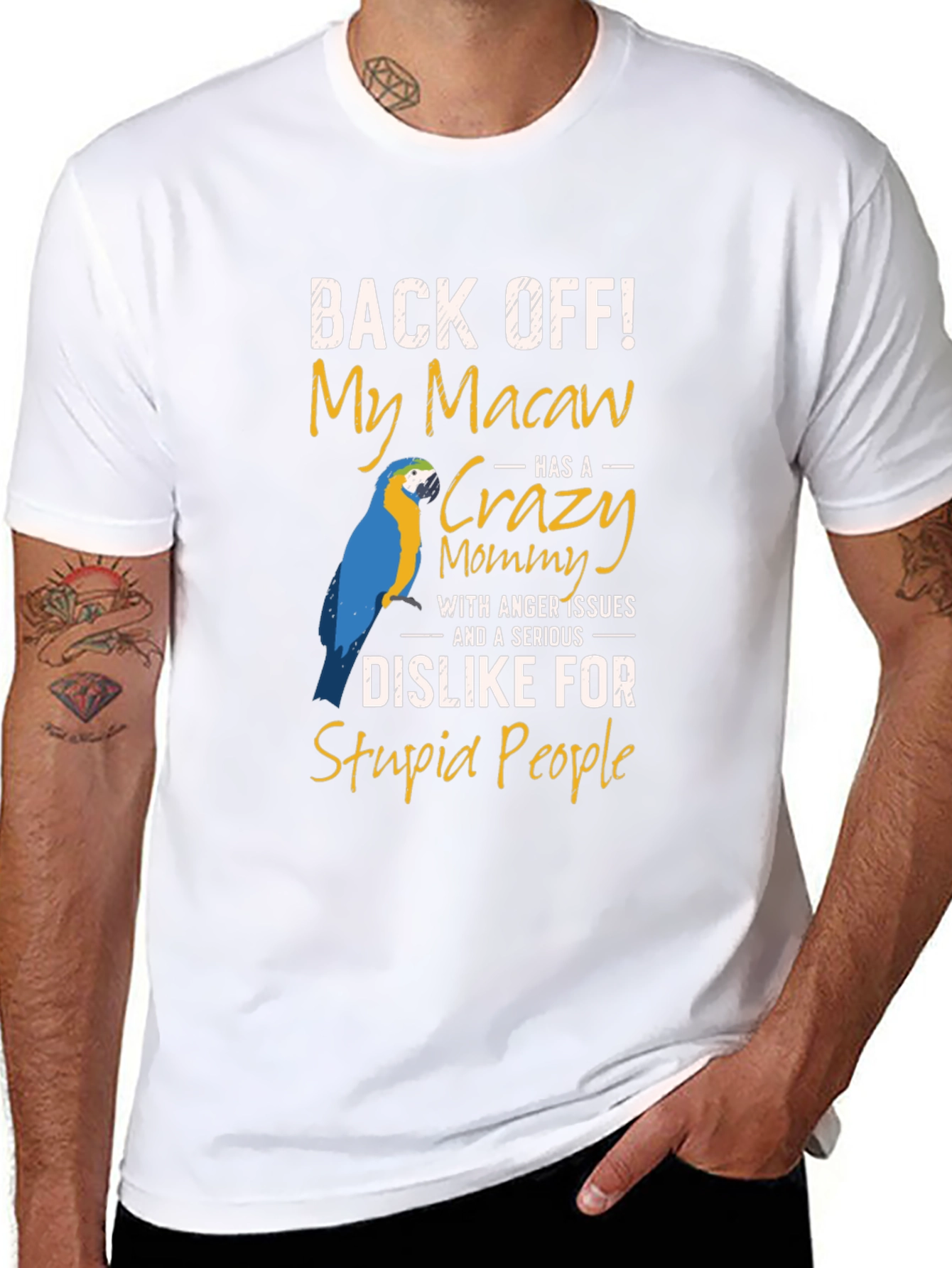 Black Macaw Mommy T-Shirt - Back Off Slogan view 8