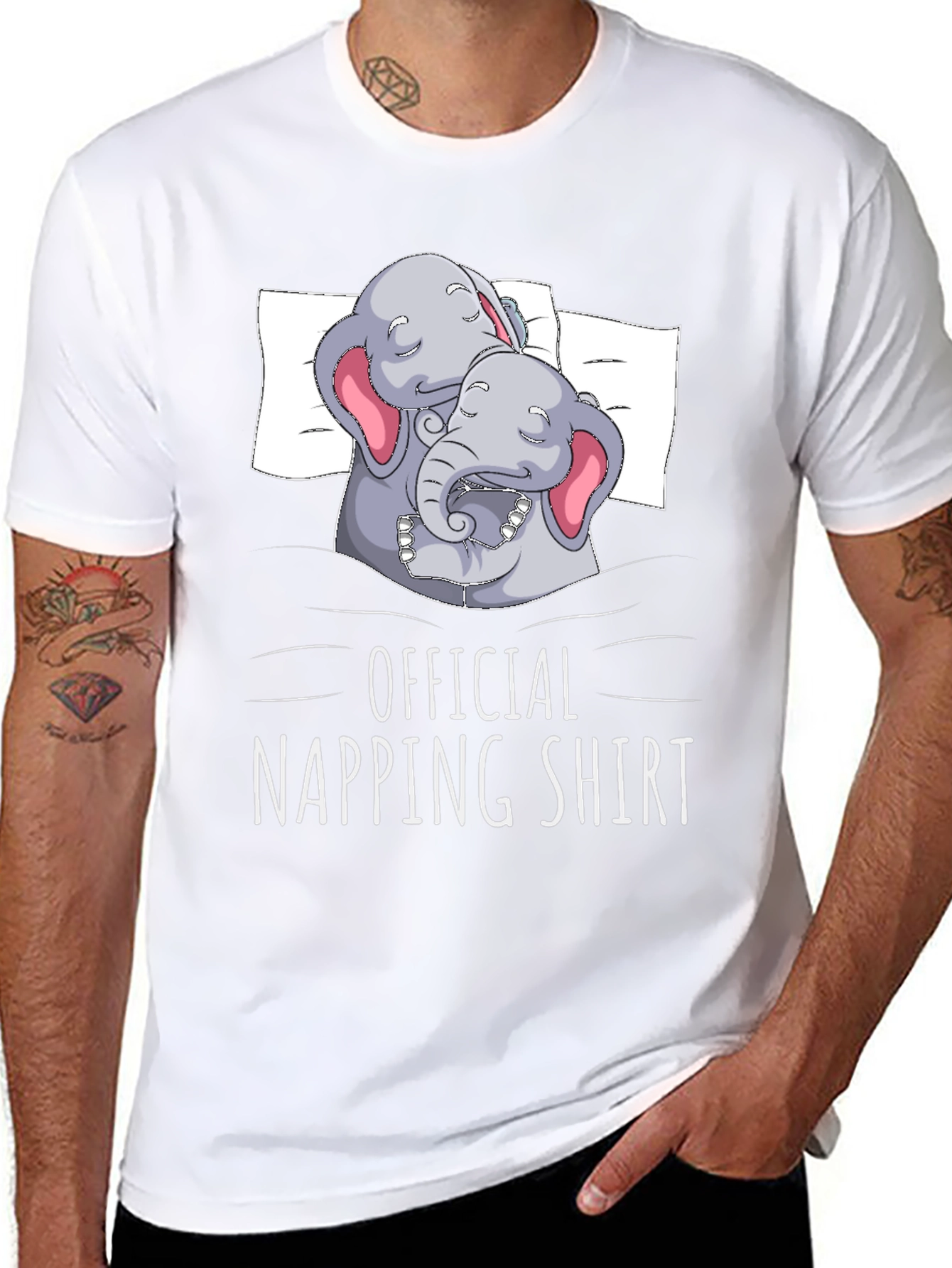 Black Official Napping Shirt - Elephant Graphic Tee view 8