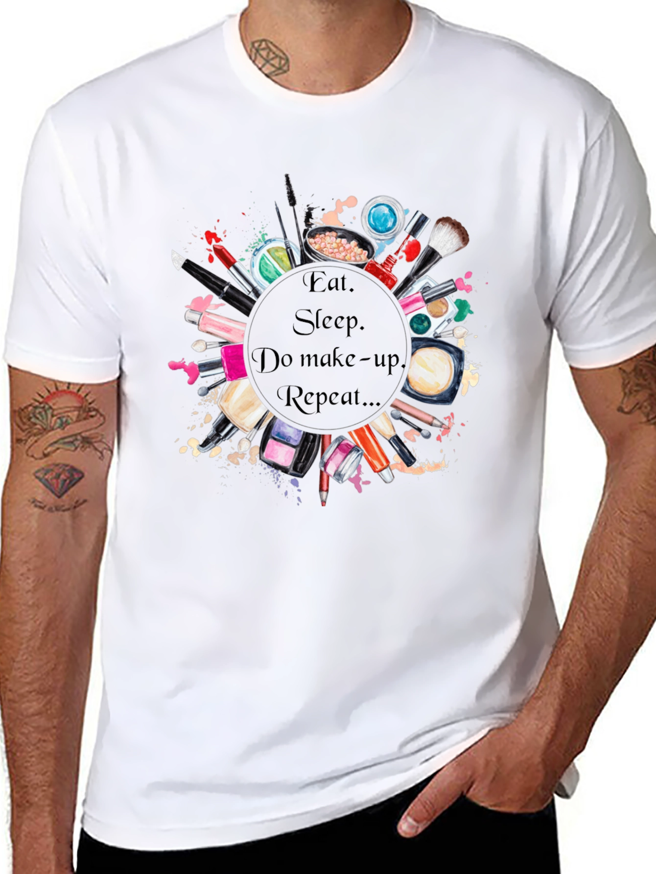 Black Eat, Sleep, Makeup Repeat T-Shirt view 8