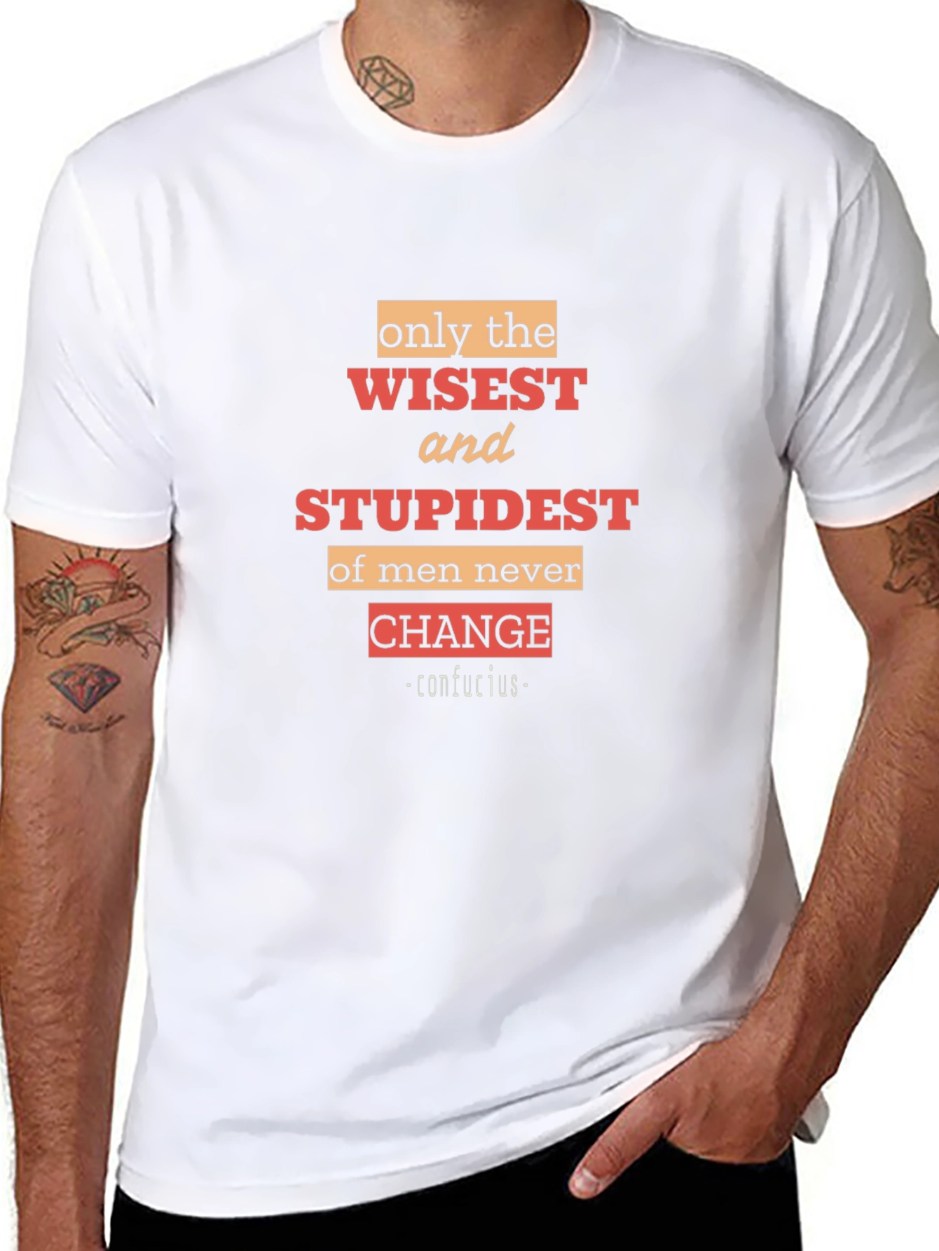 Black Wisest and Stupidest Men's Black T-Shirt view 8