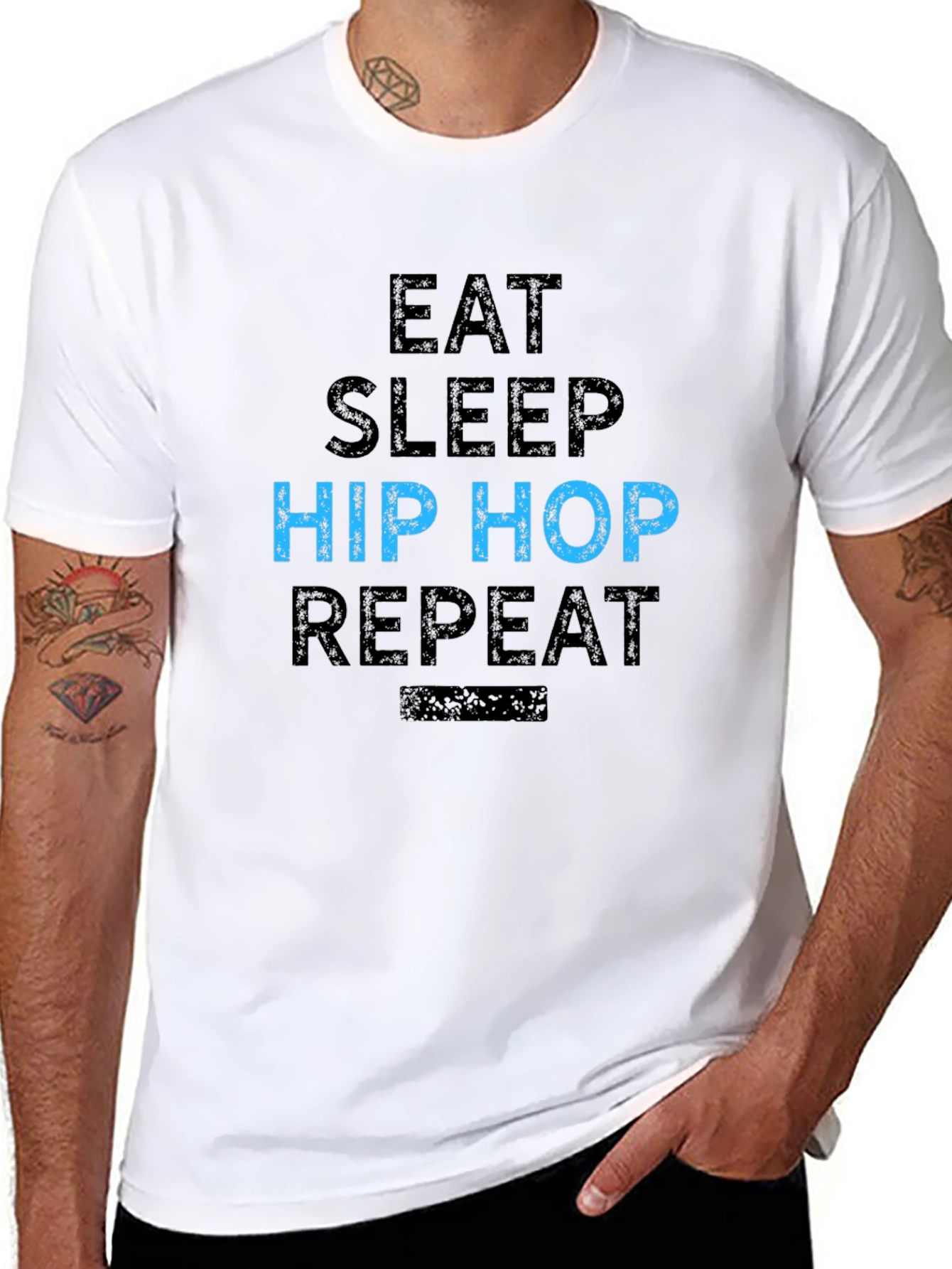 Black Eat Sleep Hip Hop Repeat Graphic Tee view 8