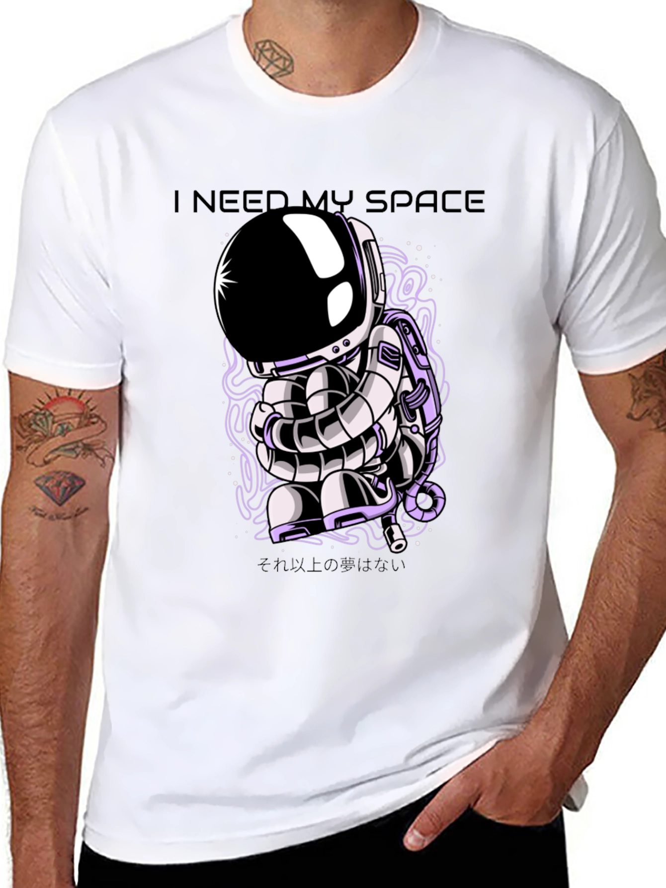 Black I Need My Space Astronaut Graphic T-Shirt view 8
