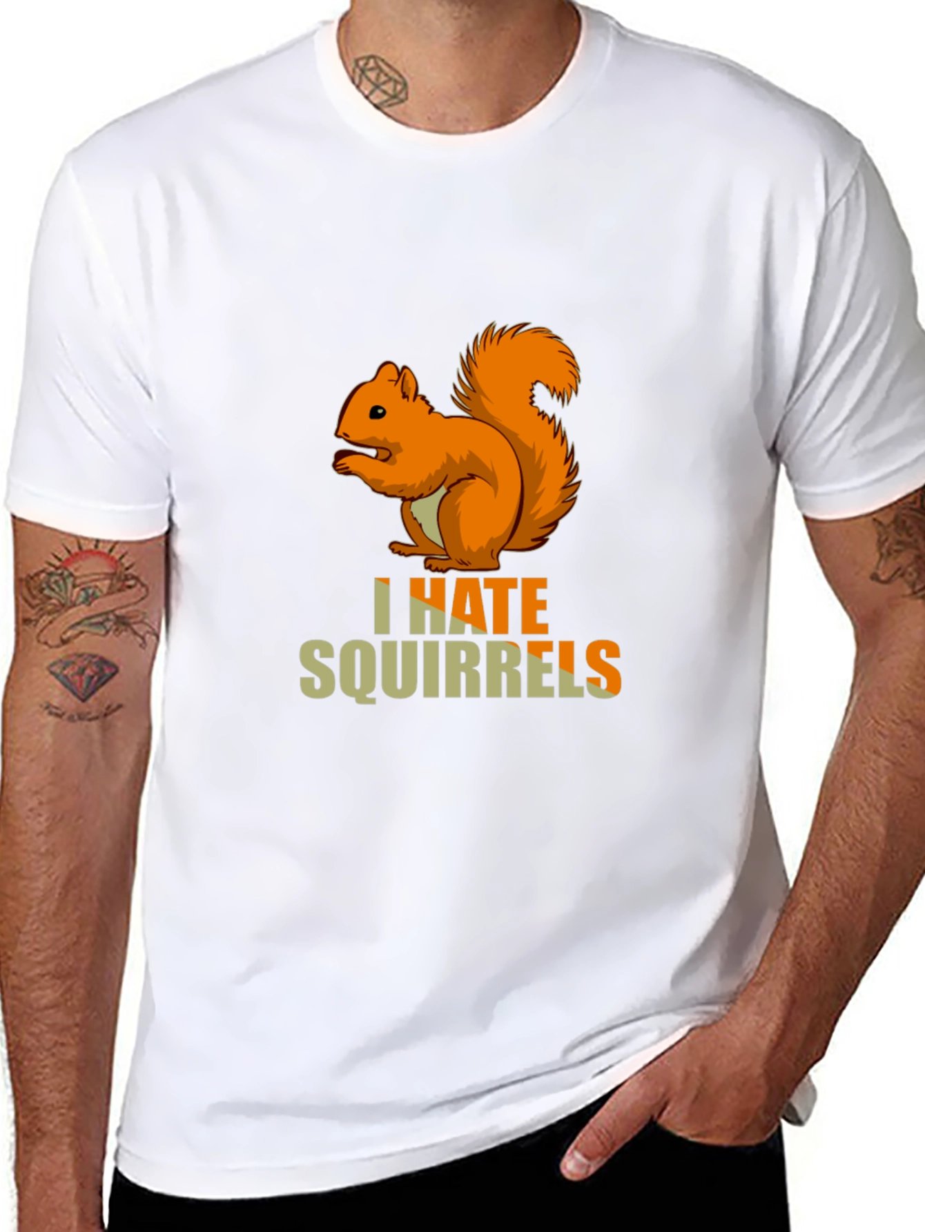 Black I Hate Squirrels Funny Graphic Tee view 8