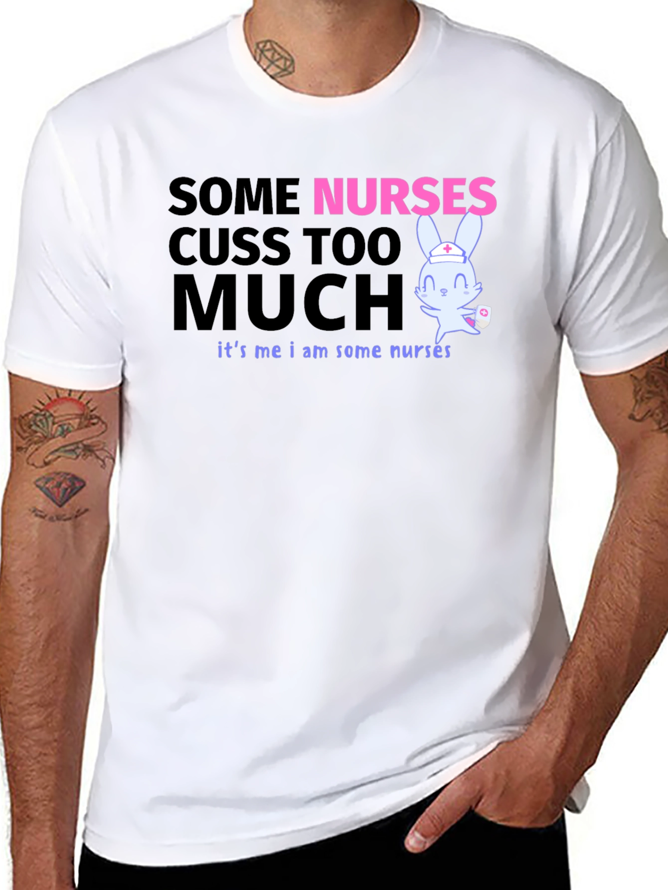 Black Funny Nurse T-Shirt: Some Nurses Cuss Too Much view 8