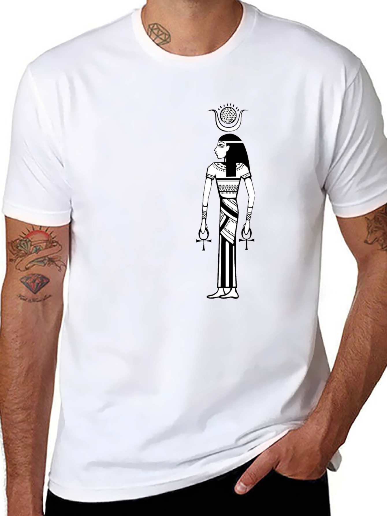Black Egyptian Goddess Graphic Tee - Black Cotton T-Shirt view 8