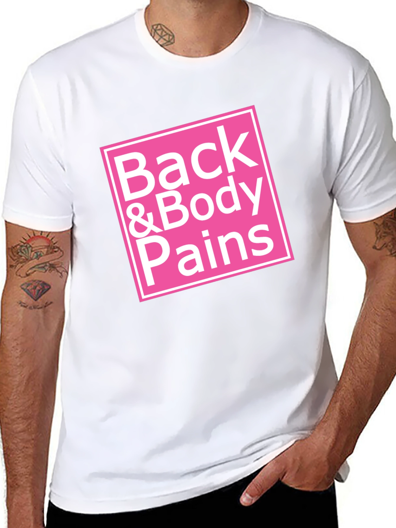 Black Back & Body Pains Graphic Tee - Unisex Black T-Shirt view 8