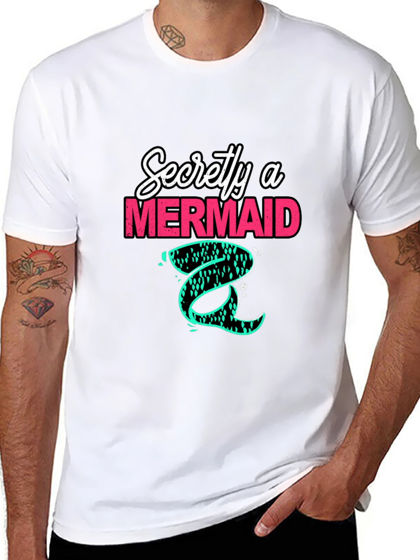 Black Secretly a Mermaid T-Shirt - Unique Graphic Tee view 8