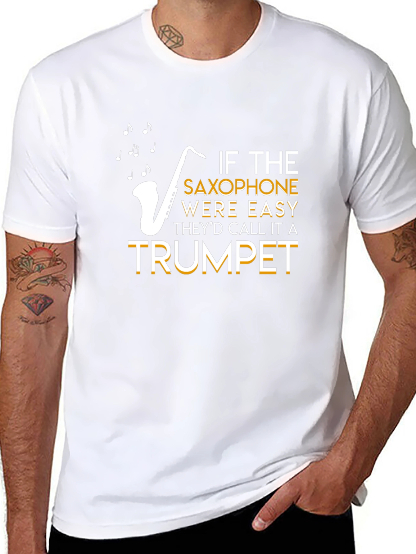 Black Saxophone Easy Trumpet T-Shirt view 8