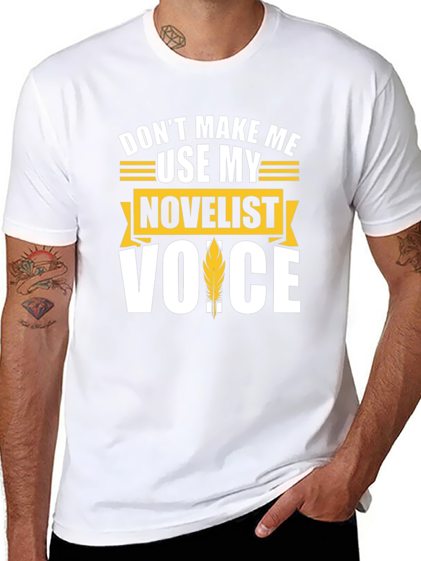 Black Novelist Voice T-Shirt - Funny Writer Gift view 8
