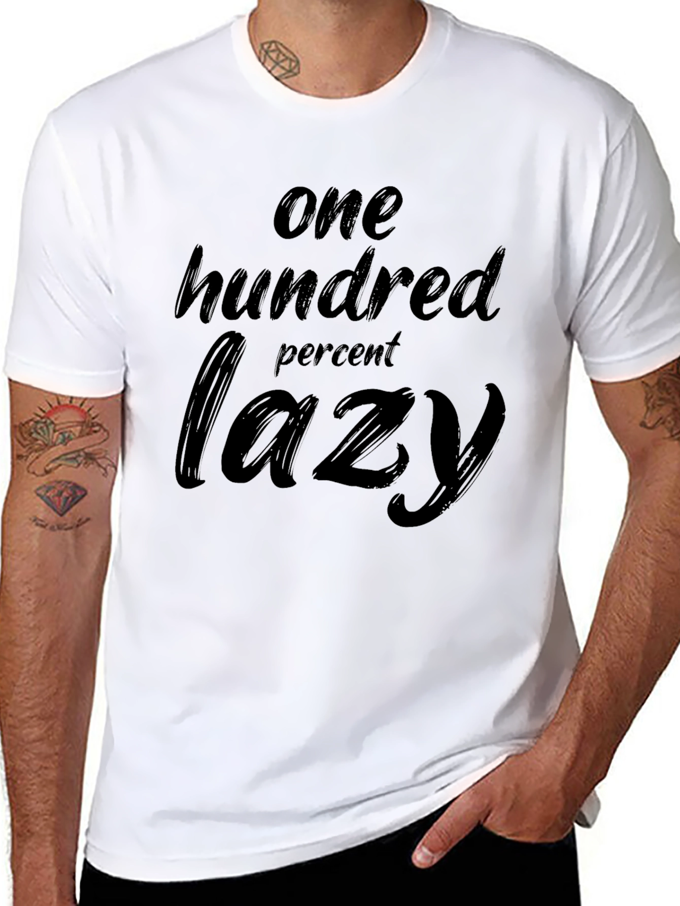Black One Hundred Percent Lazy Black T-Shirt view 8