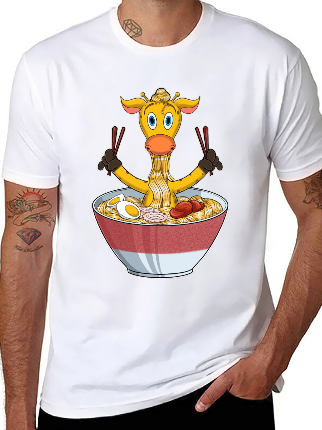 Black Giraffe Ramen T-Shirt - Unique Graphic Tee view 8
