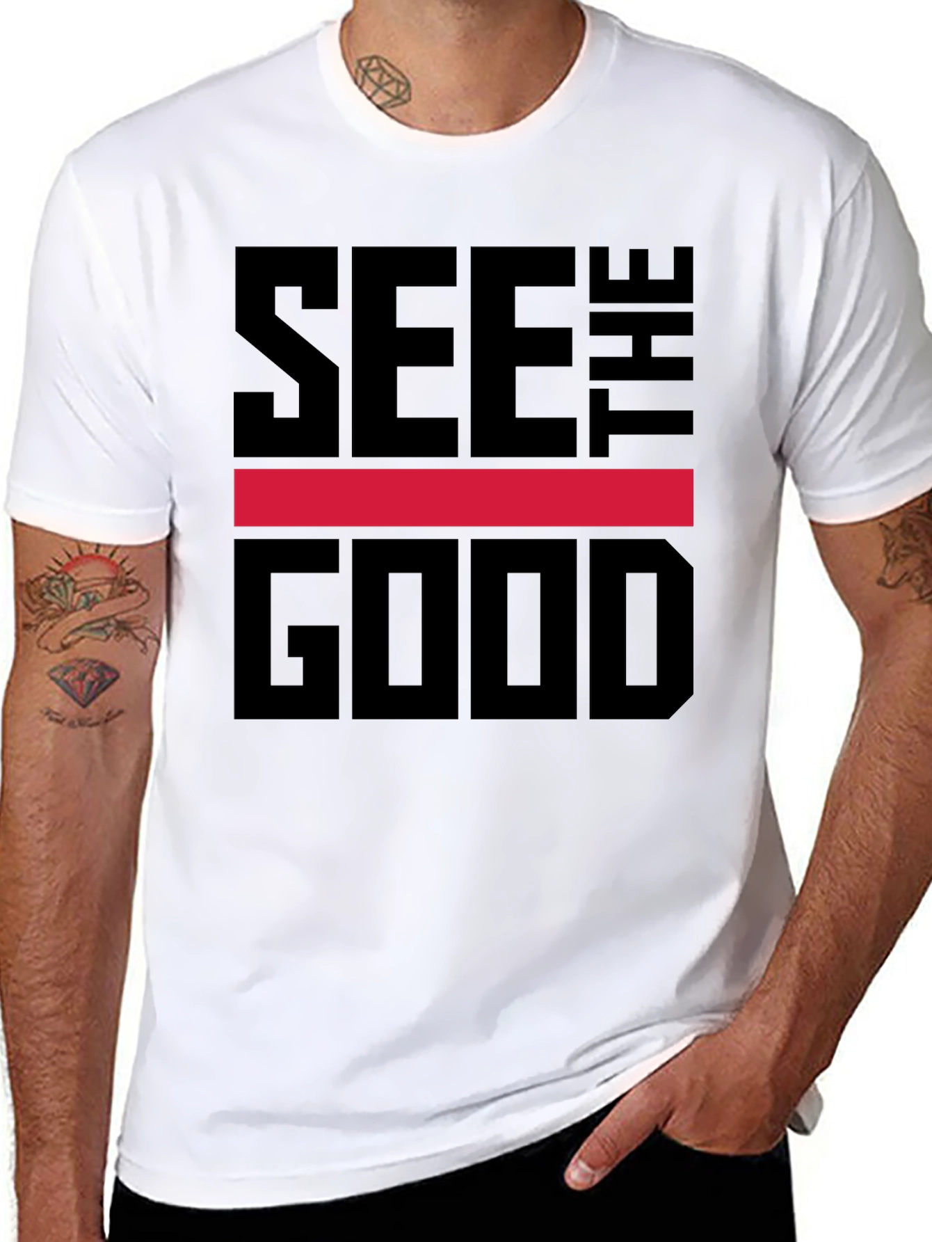 Black See The Good Graphic Tee - Stylish Comfort view 8