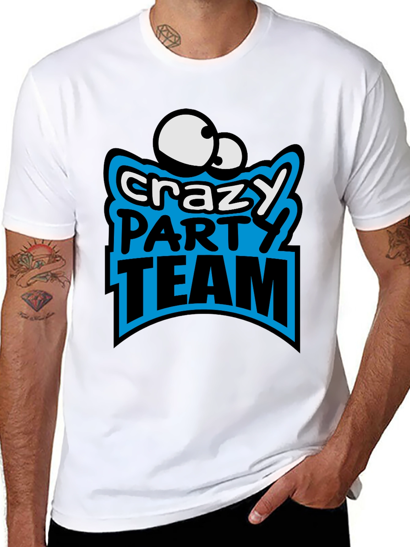 Black Crazy Party Team Graphic T-Shirt view 8